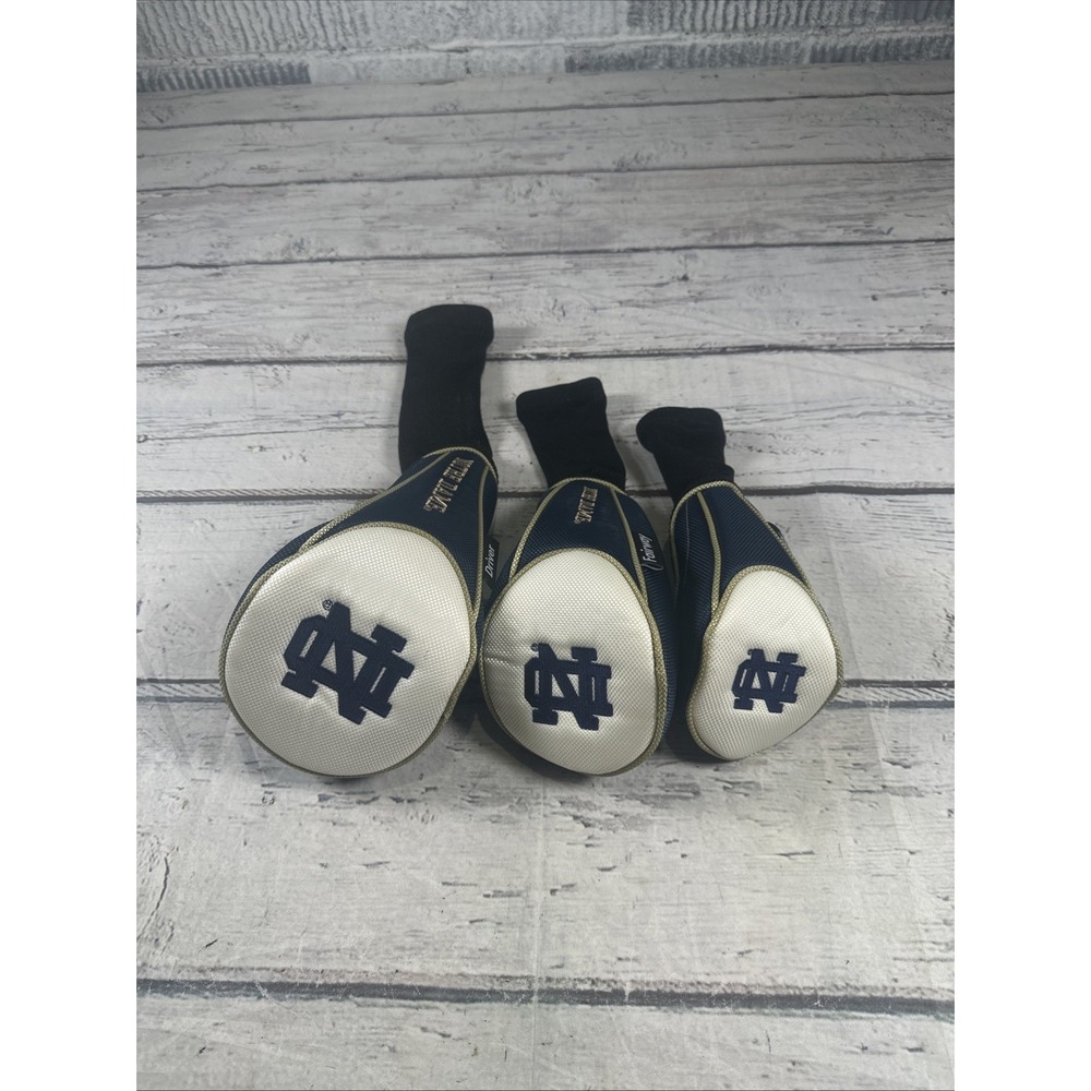 Set Of 3 Notre Dame Fighting Irish Golf Headcovers Team Effort Navy White Gold